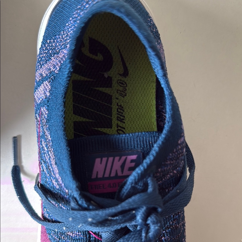 Nike Blue and Pink Athletic Shoes with Knit Upper-Barefoot Ride 4.0 - Picture 4 of 5